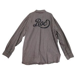 Rocawear Denim Co Men's 3XL Plaid Button Up Shirt, Zipper Pocket Long Sleeve